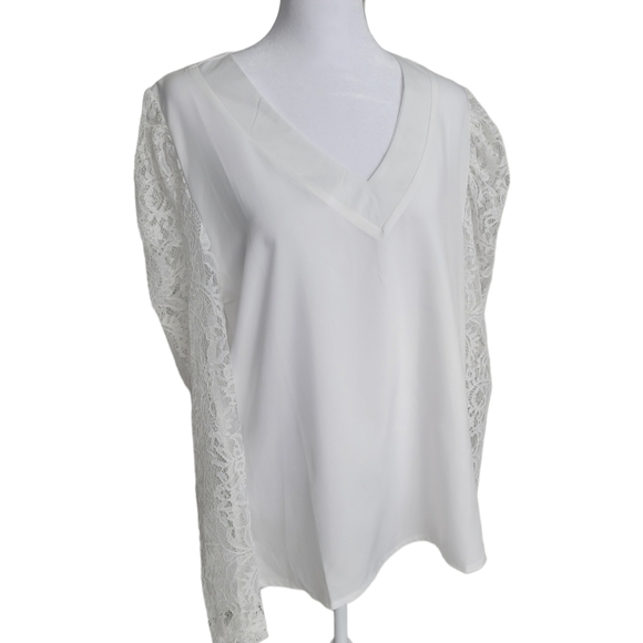 𝅺ELEGANT White Lace Blouse in sizes M, L and XL - Picture 2 of 6